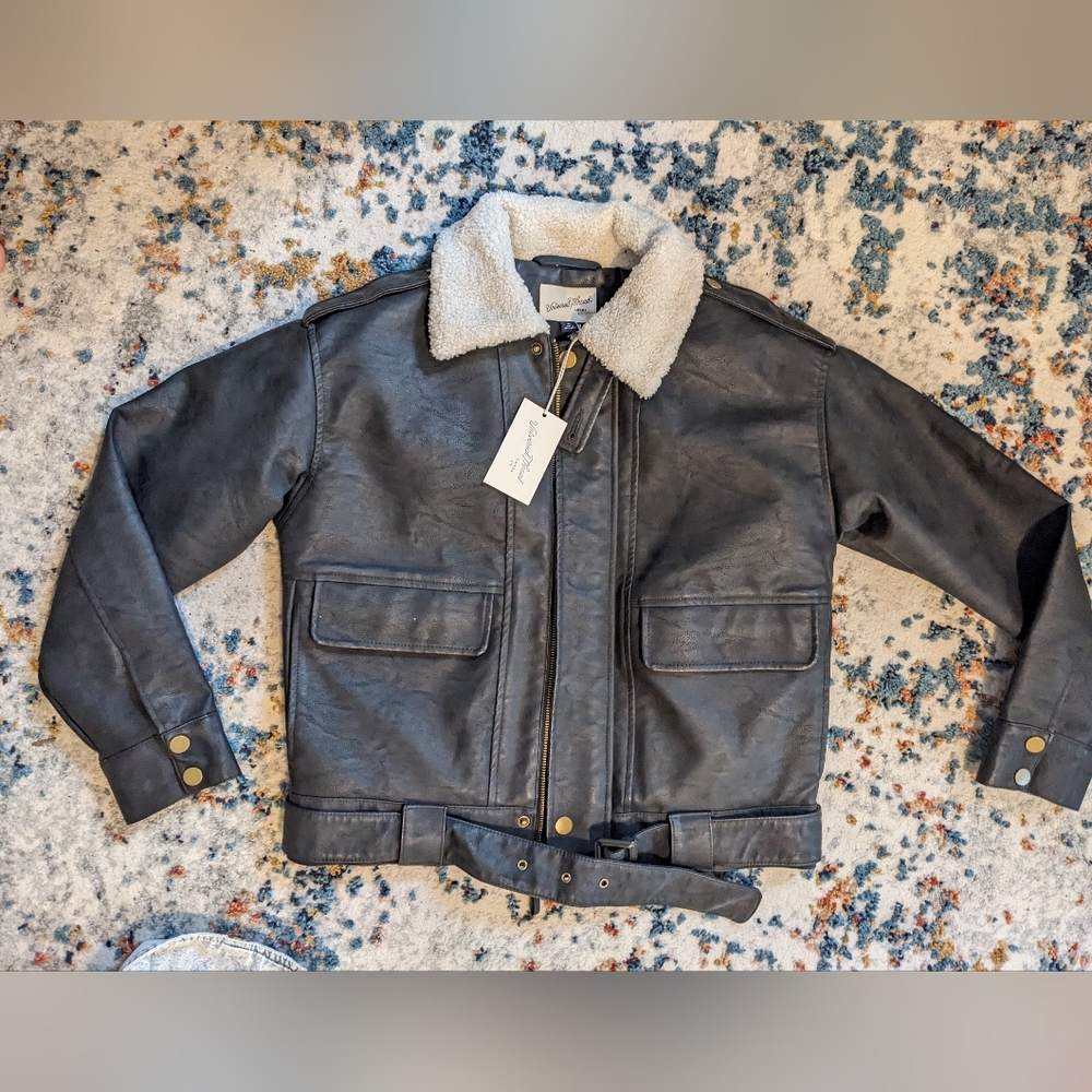 Bomber Jacket with Shearling Collar